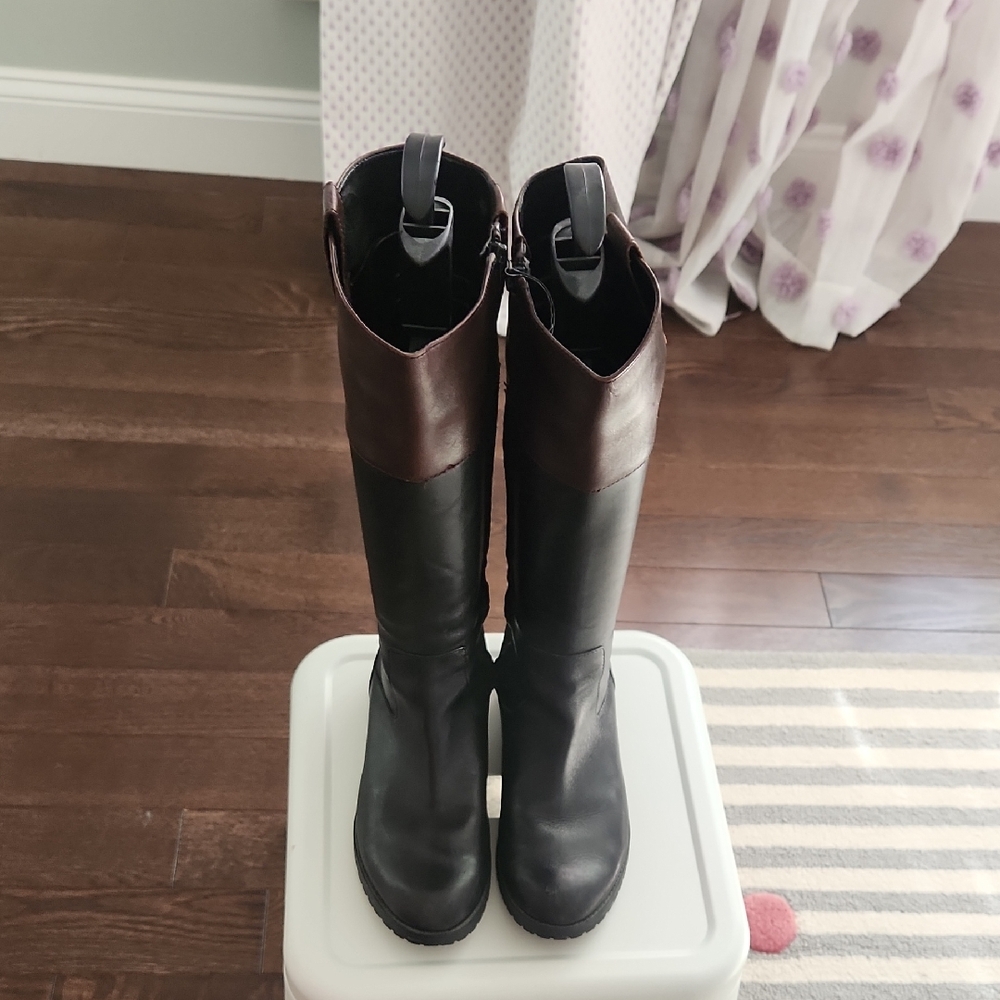 Lauren Ralph Lauren Black and Brown Over the Knee Boots